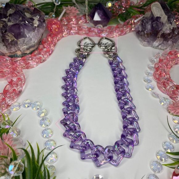TRIPLE HEARTS Violet Jelly Purple Resin Bag Strap Novelty Bag Strap - Picture 10 of 11